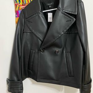 Jacket, faux leather, size L, double breasted